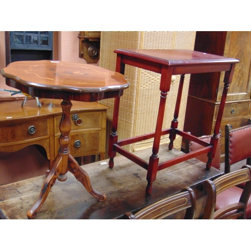 484 - Reproduction marquetry inlaid table and one other table (2).