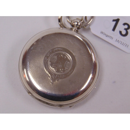 23 - Continental white metal cased pocket watch