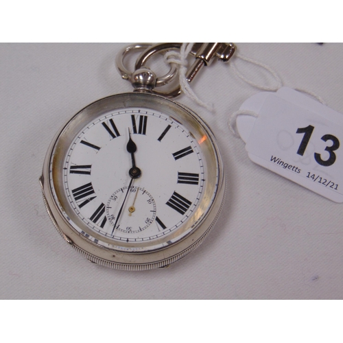 23 - Continental white metal cased pocket watch