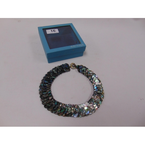 16 - Past Times abalone necklace in original box.