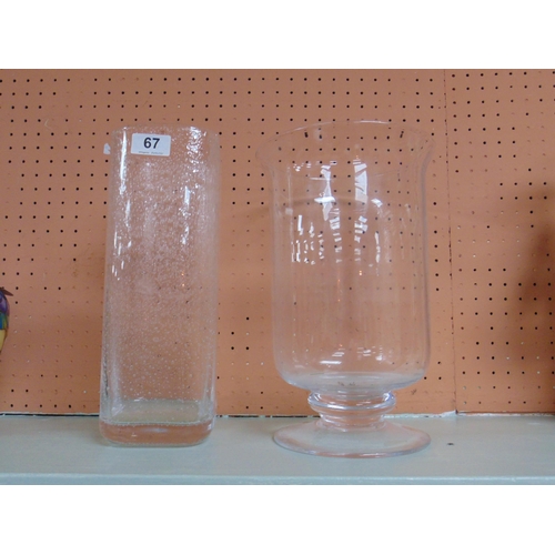 67 - Two contemporary glass vases.