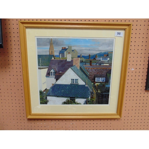 98 - Robert A. Fisher, oilpainting, 'Rooftops Ruthin'.