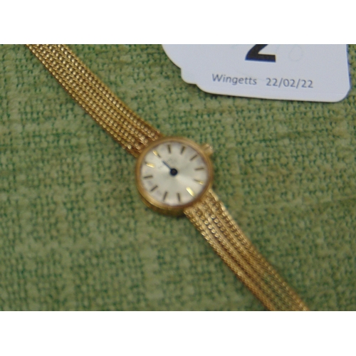 2 - Zenith 9ct gold ladies wristwatch with quartz movement, on 9ct gold bracelet, 15g.