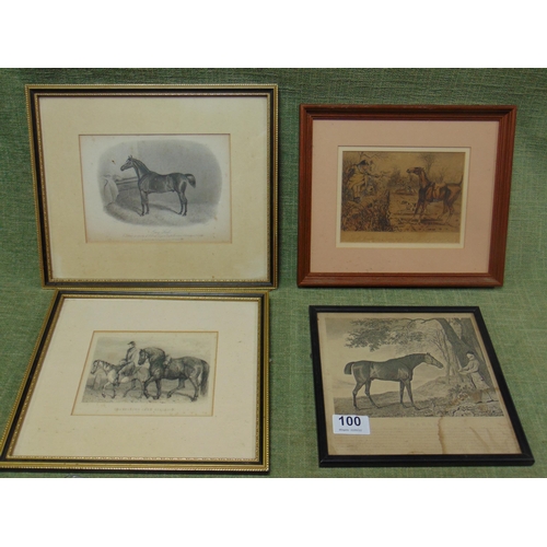 100 - Small collection of antique equestrian engravings / prints.