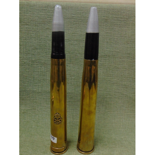 109 - Pair of brass 40mm shell cases, Brunei.