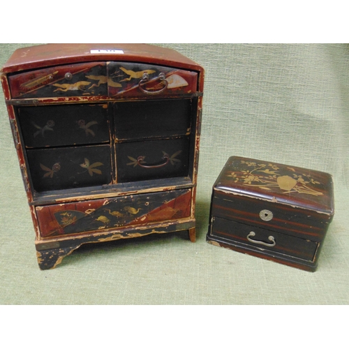 130 - Two lacquered jewellery boxes.