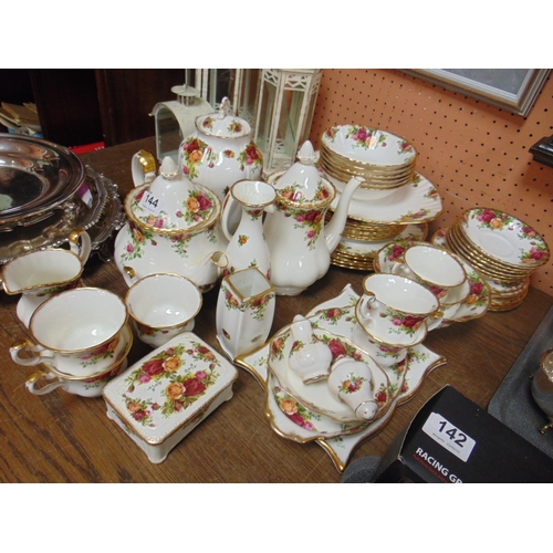 144 - Royal Albert Old Country Rose pattern tea service, ornaments etc.