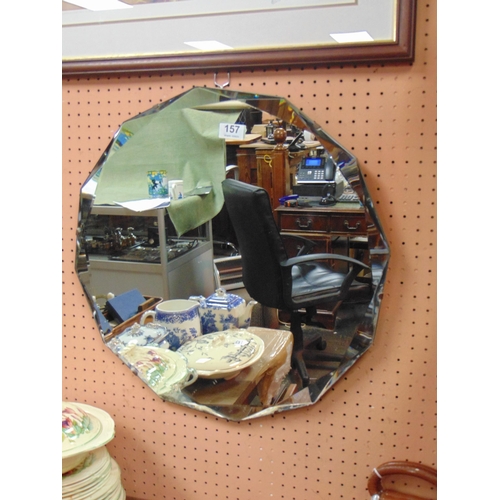 157 - Circular frameless wall mirror, 21