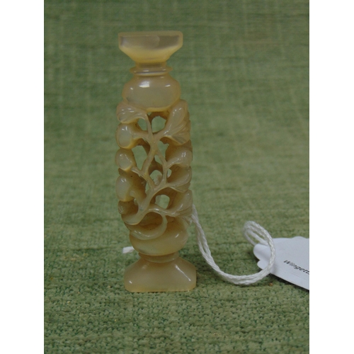 16 - Chinese mother of pearl seal pierced and carved with fruit and leaves, 2.5