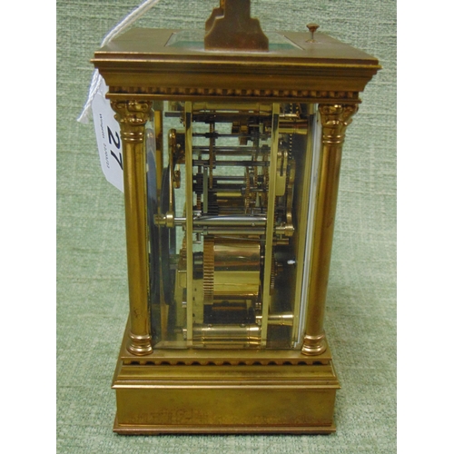 27 - L'Epee, Saint Suxanne, France, gilt brass cased repeater carriage clock, 6.5