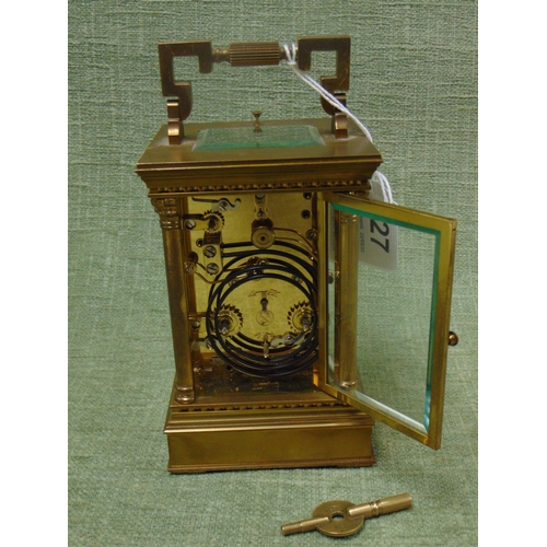 27 - L'Epee, Saint Suxanne, France, gilt brass cased repeater carriage clock, 6.5