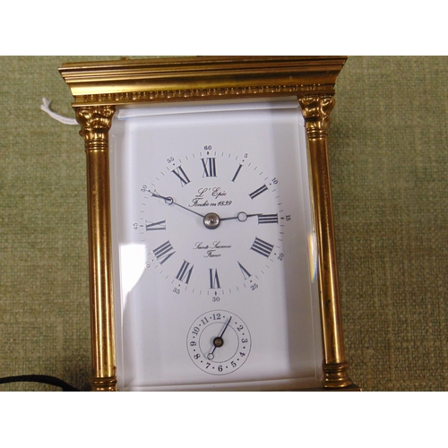 27 - L'Epee, Saint Suxanne, France, gilt brass cased repeater carriage clock, 6.5