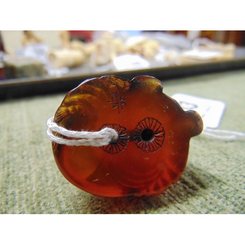 33 - Chinese amber netsuke carved as a curled up cat, 1