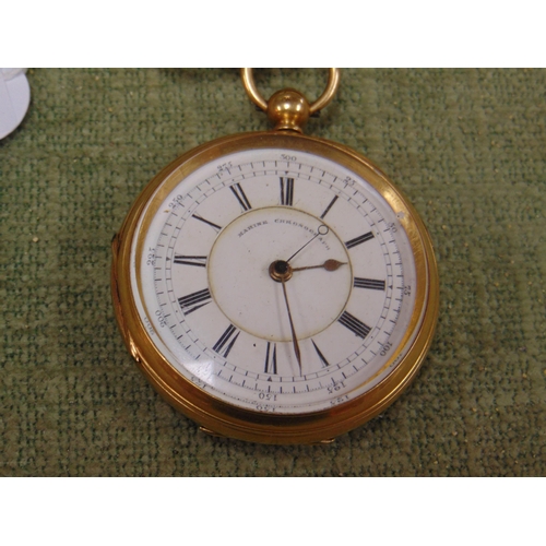 45 - 18ct gold cased Marine Chronograph pocket watch, maker Harris, Manchester, no. 52048, with hair work... 