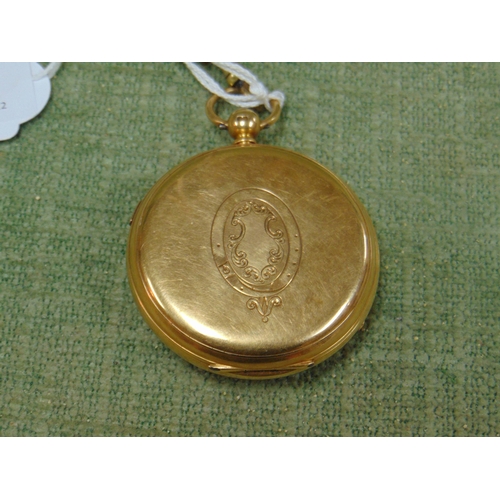 45 - 18ct gold cased Marine Chronograph pocket watch, maker Harris, Manchester, no. 52048, with hair work... 