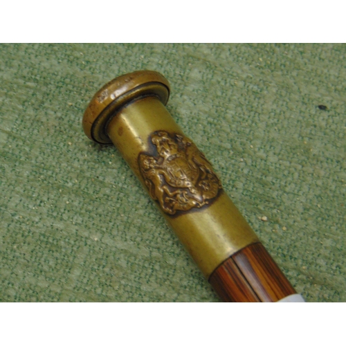 47 - Walking cane with Royal Engineer's badge and crest to the brass top, 31.5