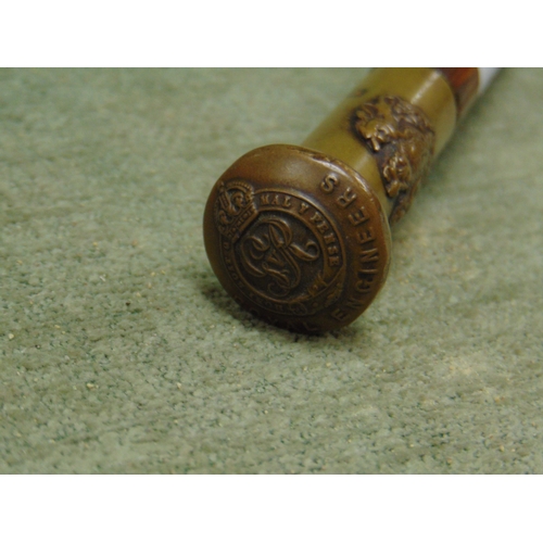 47 - Walking cane with Royal Engineer's badge and crest to the brass top, 31.5