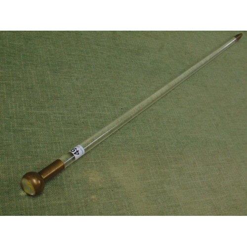 49 - Unusual perspex walking cane with brass top, 34.5