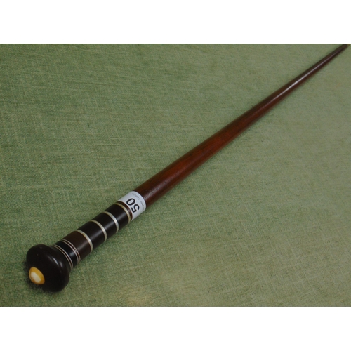 50 - Walking cane with inlaid top, 37