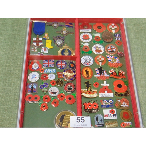 55 - Collection of approx. 60 mainly enamel badges, RNLI and Poppy Appeal.