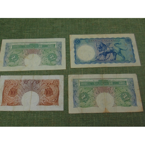 58 - 1950 ten Shilling note, Beale J852, 1950 one Pound note, O' Brien A69L, 1950 one Pound note, O' Brie... 