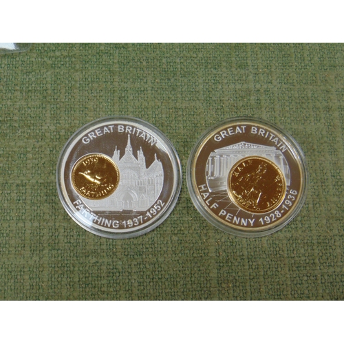 64 - Two large gold plated silver coins with certificates.