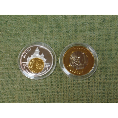 76 - Two World gold plated silver coins with certificates.