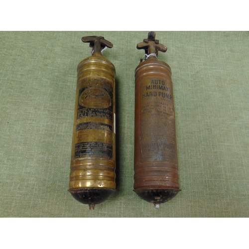 77 - Vintage Pyrene fire extinguisher and a vintage Minimax fire extinguisher (2).