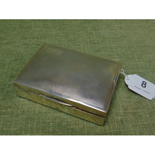 8 - George V silver cigarette box with engine turned decoration, 4.5 x 3.25