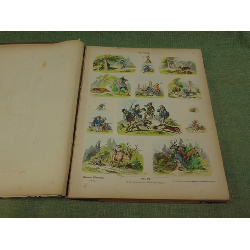 91 - Large mid 19th century volume of colourful German cartoons.