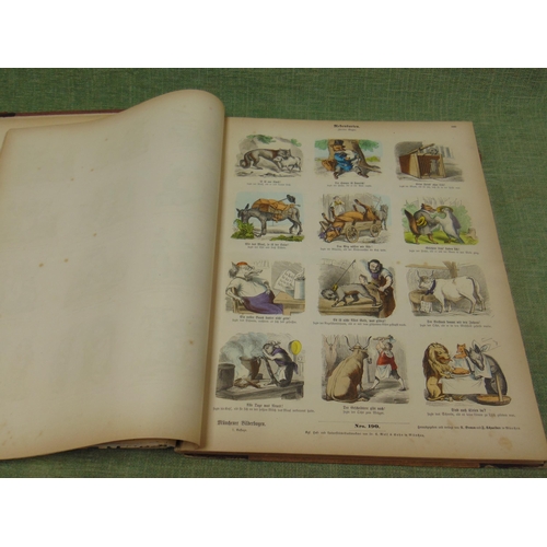 91 - Large mid 19th century volume of colourful German cartoons.