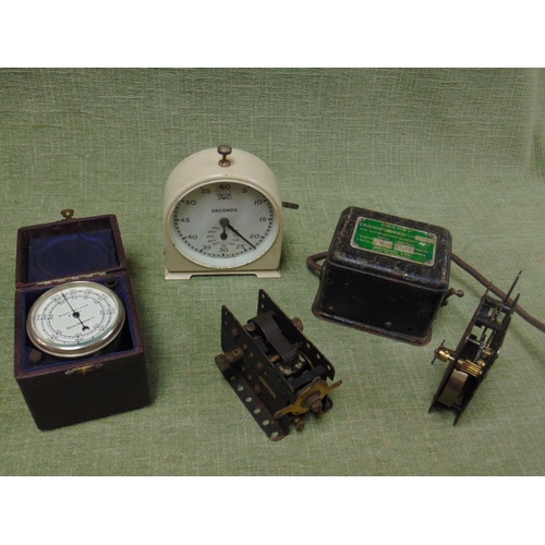 95 - Vintage rev counter, Meccano transformer, clockwork motor and an electric motor.