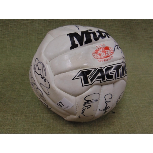 97 - Mitre Tactic football, with signatures of English footballers.