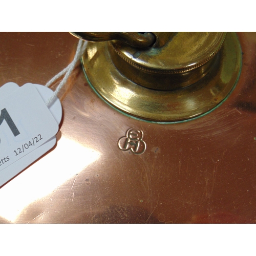 61 - Oval copper bedwarmer.