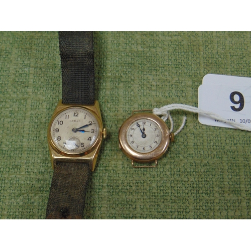 9 - 9ct Gold cased ladies wrist watch, together with a 9ct. gold Audax wrist watch (2).