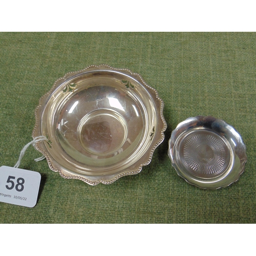 58 - Plated bowl and a miniature dish, (2).