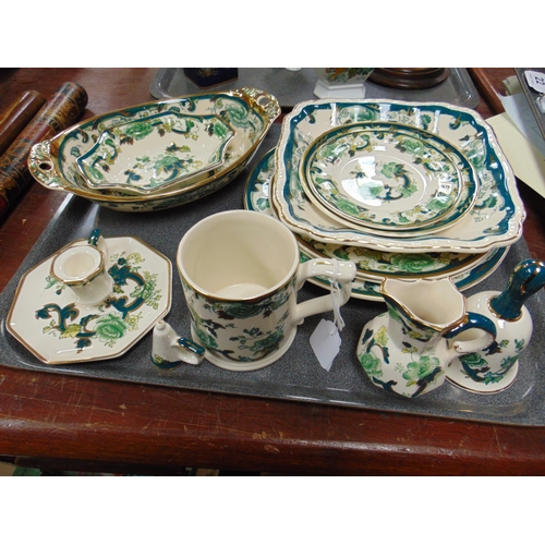 62 - Tray of Mason's ''Chartreuse'' pattern china.