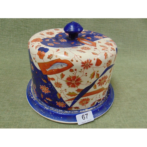 67 - Antique cheese dish and cover, decorated in the Imari taste. 8.5