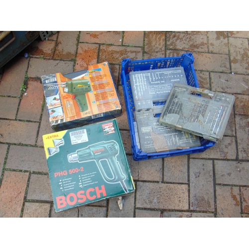 527 - Bosch PHG 500-2 heat gun, drill bits, etc.