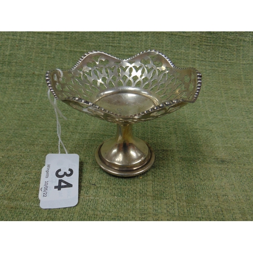 34 - Silver miniature bon bon dish, Birmingham 1907.