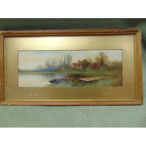 107 - Pair of framed and glazed oil paintings, Country scenes, each 7 x 21.5