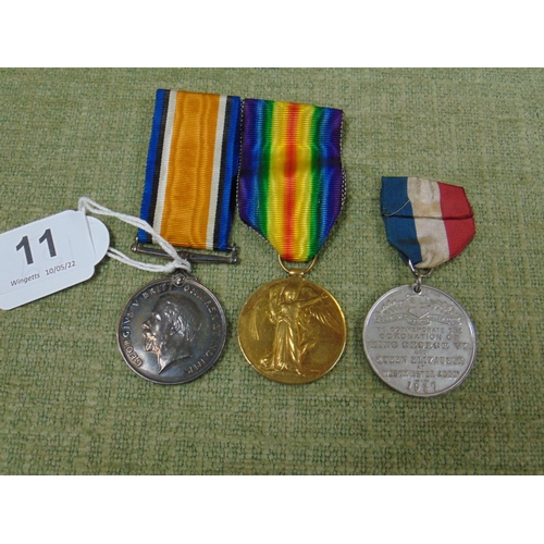 11 - Pair of 1st World War medals with ribbons, awarded to 76863 PTE H. Randles, 2-00 of Land Y together ... 