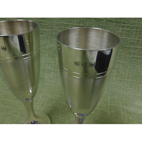 177 - Boxed pair of plated wine vessels.