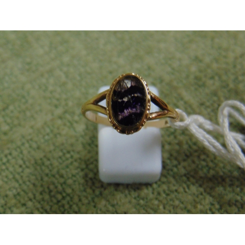 20 - 9ct Gold ring, set with Blue John Stone, size S.