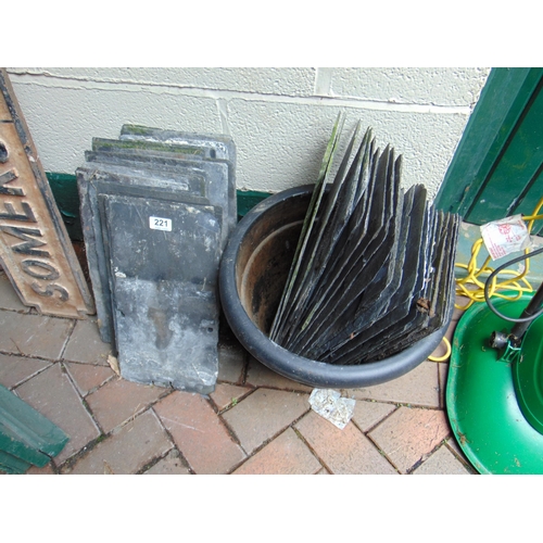 221 - Approx. 50 Welsh roof slates.