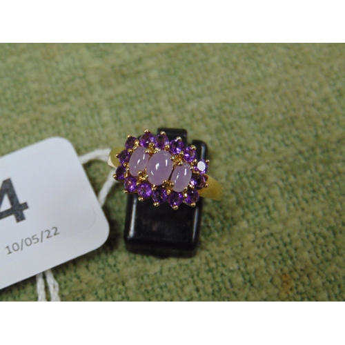 24 - 9ct Gold ring, set with Amethyst, size P.