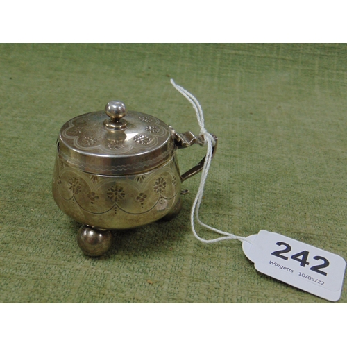 242 - Victorian Silver mustard pot, Having guilt interior, Maker Josiah Williams and Co , Exeter 1858, 2.1... 