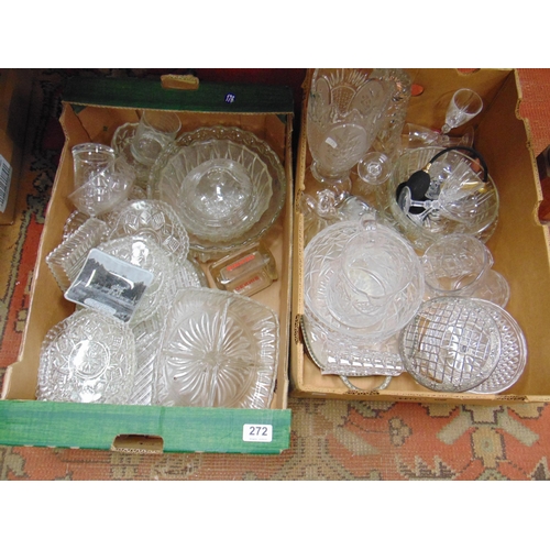 272 - Two boxes of glassware.