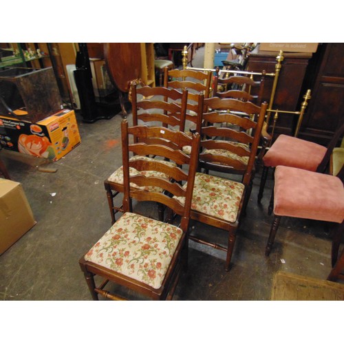 550 - Set of five reproduction ribbon back chairs , (4+1).