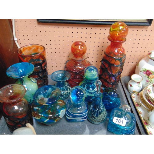 161 - Twelve Mdina glass vases, scent bottles and decanters.